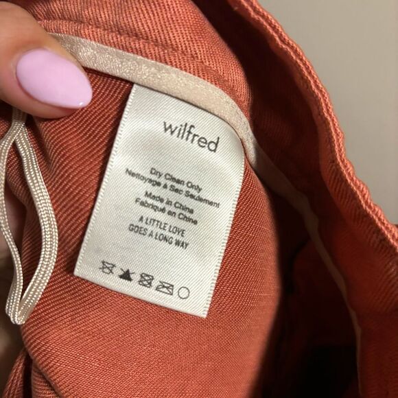 Aritzia Wilfred Effortless Linen Wide Leg Pant Warm Sienna Red- Size 0 - Picture 10 of 12